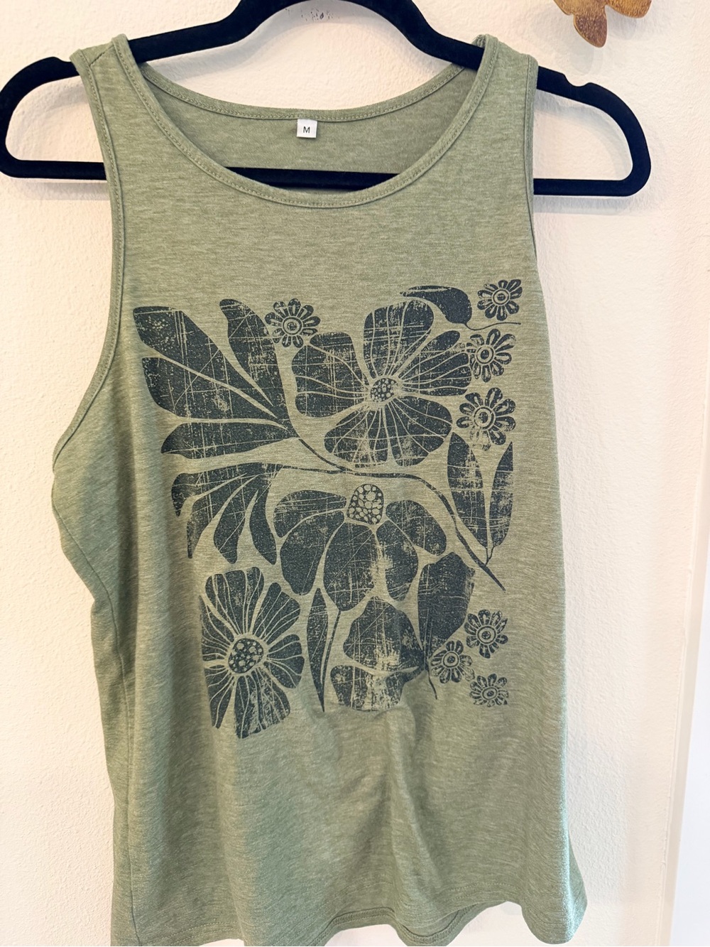 Women’s Olive Green Floral Tank Top